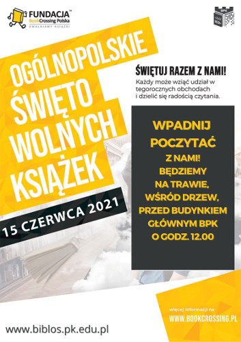 Plakat Ogólnopolskie Święto Wolnych Książek 15 czerwca 2021 Świętuj razem z nami
